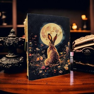 Gran Vintage Grimoire Journal 400 Página Libro de hechizos Sombras Conejo de Pascua Tema Hilo Costura Regalo de Navidad para él Ella - Product Image 3