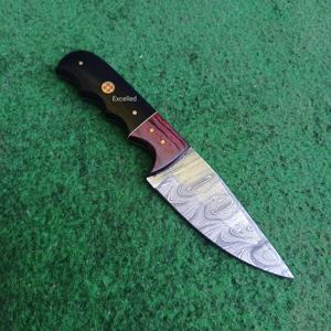 Venta caliente Damasco Skinner cuchillo hoja fija caza y supervivencia cuchillo al aire libre con resina y mango de madera Pakka - Product Image 4