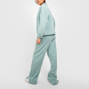 Wholesale Oversized Women’s Sweatshirt & Trouser Tracksuit <b>Set</b> – Half Zip Gym Sweat Suit for Women New Arrival - Product Image 2