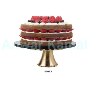 Gold Metal Round <b>Cake</b> <b>Stand</b> With Green <b>Marble</b> Decorative <b>Cake</b> <b>Stand</b> for Home Wedding Parties Decor - Product Image 1