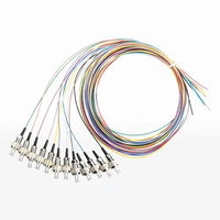 Cable de empalme por fusión de telecomunicaciones de fibra óptica FC UPC Pigtail OS2 9/125um monomodo con código de color, longitud personalizada 12, PVC LSZH CE