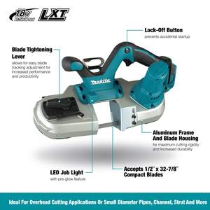Sierra de Cinta Portátil Inalámbrica LXT de 18V con Batería de Iones de Litio para Corte de Metal y Madera, Ideal para Bricolaje e Industria - Product Image 5