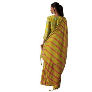 Abito Sharara Kurta stampato verde con Gotta Patti lavoro Dupatta per feste di ricevimento di nozze - Product Image 4