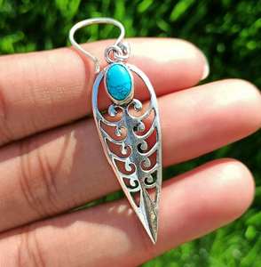 Boho 925 Silver Plated Vintage Turquoise Gemstone Dangle Drop Earrings Handmade Jewelry Gift For Women Unique Earrings - Product Image 2