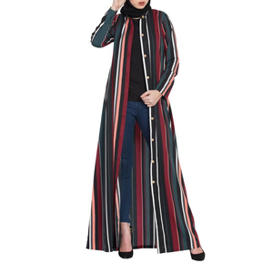 Abaya ouverte en mousseline de soie imprimée de marbre pour femmes musulmanes Taille unique Modeste et simple à motifs de papillons pour toutes les saisons Teint uni - Product Image 3