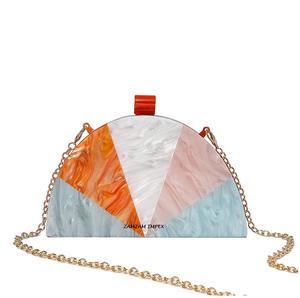 Bolso de mano de resina semicírculo colorido, bolso de noche acrílico hecho a mano para fiestas, bodas y salidas informales - Product Image 1