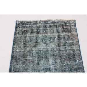 Alfombra Pequeña Vintage de 2.1x3.6 pies (65x111 cm), Alfombra Turca Azul con Diseño Floral - Product Image 5