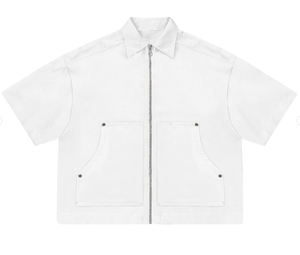 Haut en coton imprimé logo vintage personnalisé Crop Boxy Fit chemise à col zippé avec nouvelle poche à manches courtes à la mode Design vierge - Product Image 5