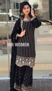 <b>FESTIVAL</b> SPECIAL SEQUENCE EMBROIDERY QUICK DRY HEAVY GEORGETTE FABRIC SALWAR KAMEEZ SET with <b>TOP</b> PLAZZO DUPATTA for PARTY - Product Image 2