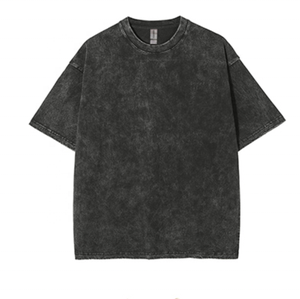 Camiseta extragrande de algodón 100% personalizada para hombre, camiseta de peso pesado Vintage con estampado de lavado ácido transpirable, patrón sólido en blanco, venta al por mayor - Product Image 1