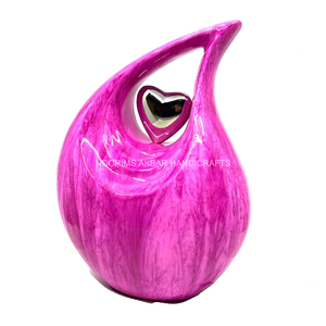 Urna de aluminio en forma de lágrima moderna rosa y blanca para cenizas humanas adultas, cremación de recuerdo funerario conmemorativo de Metal ecológico elegante - Product Image 5
