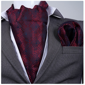 Ensemble de foulards turcs en soie durable, imprimés par transfert thermique, motif géométrique rouge marine, à nouer soi-même, design élégant Ascot Jacquard Exve - Product Image 1
