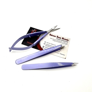 Pince à épiler à sourcils Ombre blanc violet avec logo personnalisé Ciseaux à sourcils à bouts pointus inclinés en acier durable Pince à épiler pratique - Product Image 4