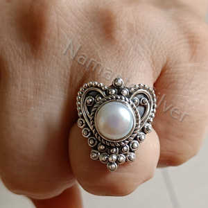 Handmade Freshwater Pearl <b>Statement</b> <b>Ring</b> for Women Handcrafted in Sterling <b>Silver</b> Elegant Pearl Jewelry - Product Image 3