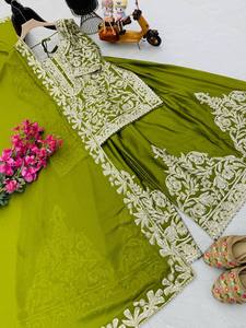 Nouveau codage sharara travail lourd avec gharara et dupatta avec travail de broderie de look festif et de fête terminé - Product Image 4