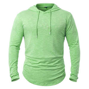 เสื้อฮู้ดผู้ชายลายเรียบแบบสวม ผ้าถัก แขนพิมพ์ลายตามสั่ง สำหรับฤดูใบไม้ร่วง - Product Image 1