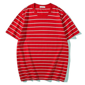 Ropa de hombre Camisetas Slim Fit Peso pesado 100% Algodón Camisetas con diseño a rayas O Cuello Verano Manga corta Camisas de hombre - Product Image 5