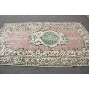 5.7x9.4 ft Rug, Vintage Turkish Rug, <b>Brown</b> <b>Wool</b> Rug - Product Image 4