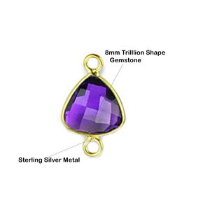 925 argent Sterling or Vermeil 8mm Labradorite forme de Trillion pierre précieuse lunette collier Bracelet fabrication de bijoux DIY connecteur - Product Image 3