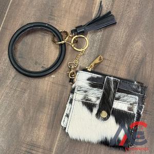 2025 créateur de mode personnalisé véritable cuir de vachette porte-carte de crédit avec bracelet rond porte-clés fermeture éclair porte-monnaie pour les femmes - Product Image 1