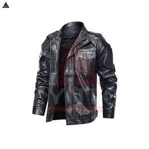 Veste en cuir pour homme, manches longues, logo personnalisé, dernier design, prix avantageux, disponible pour un usage décontracté. - Product Image 3