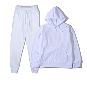 Ensemble de vêtements de sport décontractés d'hiver pour hommes, survêtement respirant en polaire de couleur unie avec pull à capuche, pantalon de survêtement Streetwear Jogger - Product Image 1