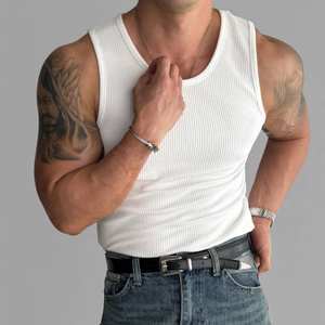 High-elasticity street style <b>vest</b> custom logo elastic breathable sleeveless casual tank top - Product Image 3