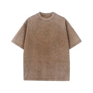 Camiseta personalizada de lavado ácido de peso pesado, camisetas de gran tamaño Vintage de algodón liso para hombre, camisetas con hombros caídos Unisex - Product Image 1