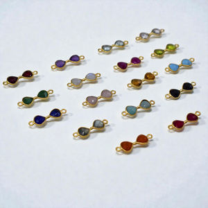 Blue Sapphire Gemstone Connector - 925 Sterling <b>Silver</b> Gold Bezel Set Gemstone <b>Charm</b> for DIY <b>Bracelet</b> - Product Image 2