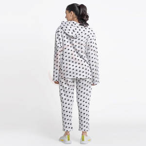 Ensemble de survêtement décontracté pour femme, à capuche, long, 100 % coton toile, respirant, 440g, imprimé, coupe classique, hiver - Product Image 3