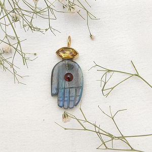 Sculpté à la main Labradorite Pendentif 21x14mm Plaqué Or Argent Marquise Citrine Collet Ensemble En Gros Bijoux Charme Pierres Précieuses Pendentifs - Product Image 1