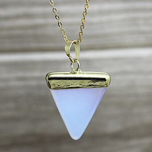 7 pierres précieuses cristal Quartz Triangle guérison pierre naturelle collier pendentif en or pendentif géométrique pierre précieuse - Product Image 5