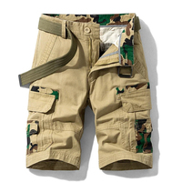 Shorts cargo d'été tactiques pour hommes Style camouflage avec poches zippées Culotte de grande taille Patch Décor Vêtements de plein air