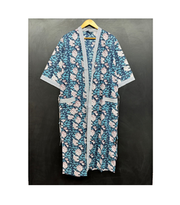 Phụ Nữ Của Cotton Tầng-Chiều Dài Có Thể Giặt Kimono Áo Choàng Kích Thước Miễn Phí Áo Choàng Tắm Với In Loungewear Mềm Mại Ngủ Cho Mùa Hè - Product Image 1