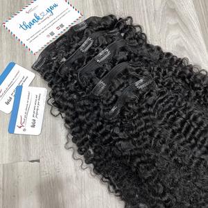 Proveedor de alta calidad superior Clip de cabello humano vietnamita en vapor rizado Negro natural Listo para enviar - Product Image 2