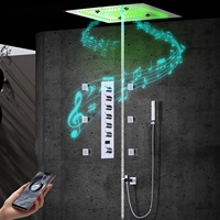 Ensemble de système de douche à affichage numérique intégré 24 pouces douche intelligente en acier inoxydable LED musique pluie pommeaux de douche robinets de salle de bain