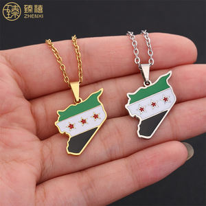 ZHENXI – collier pendentif en acier inoxydable 18K plaqué or résistant au ternissement et à <span class=keywords><strong>l</strong></span>'huile, sans gouttes, <span class=keywords><strong>carte</strong></span> <span class=keywords><strong>de</strong></span> la arabie saoudite, pour femmes et hommes - Product Image 2