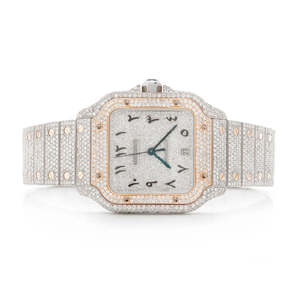 Custom Icedout Moissanite Stainless Steel Quartz Fashion <b>Watch</b> with Roman Dial and Glass - Product Image 1