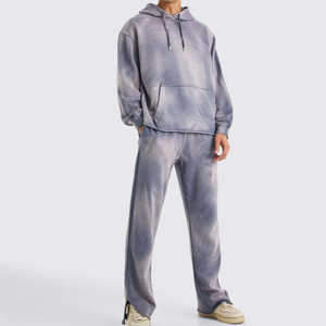 Sweat à capuche et pantalon de jogging délavés à l'acide coupe décontractée, mélange de coton doux, ensemble streetwear quotidien - Product Image 2