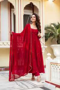 Trend Setter indio pakistaní elegante Showstopper diseñador rojo ropa de novia Salwar traje último exclusivo más moderno desgaste de fiesta - Product Image 3