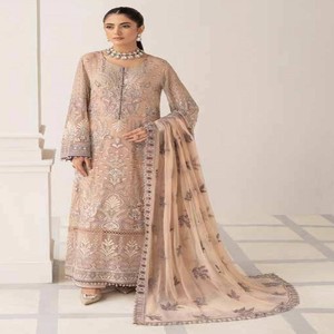 Costume de marque d'origine du pakistan en mousseline de soie de haute qualité élégant et beau costume de super luxe robes de mariée - Product Image 4