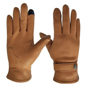 Gants en cuir pleine main en peau de mouton véritable non doublés pour hommes, logo personnalisé, design simple, tendance, écran tactile, cyclisme quotidien - Product Image 2