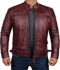 Veste en cuir de coupe moderne et élégante Col montant classique du produit RTS au look de moto minimaliste-pour l'hiver Fabriqué en tissu haut - Product Image 1