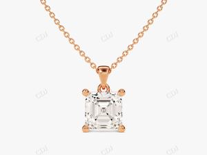 Unique Asscher Cut Moissanite pendentif 14K en or massif Solitaire pour femmes, collier cadeau d'anniversaire pendentif minimaliste pendentif de mariée - Product Image 5