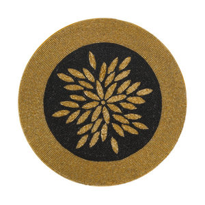 Handmade Gold Beaded Floral Knitted Eco-Friendly Polyester/Cotton Customizable Decorative <b>Table</b> Placemat for Home Hotel Dining - Product Image 4