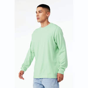 Fresh Mint Comfort: T-shirt à manches longues en coton peigné Airlume 100%-Style classique, douceur rafraîchissante - Product Image 2