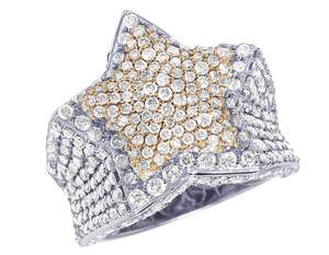 Anillo de estrella de moissanita chapado en oro para hombres y mujeres Hip Hop Iced Out 925 joyería de plata - Product Image 1