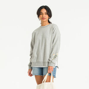 Jersey liso de gran tamaño de algodón 100% de alta calidad para mujer sudadera bordada para invierno - Product Image 5