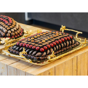 ทำจากถาดช็อคโกแลตโลหะสีทองพร้อมด้ามจับใบแปะก๊วยถาดนำเสนอช็อคโกแลตสำหรับงานปาร์ตี้หรืองานอื่นๆ - Product Image 2