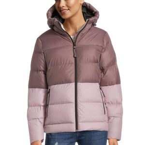 Chaqueta Acolchada Ligera de Punto con Capucha y Cremallera para Mujer, Forro de Nailon/Acrílico y Poliéster, Transpirable, Bordada, para Invierno - Product Image 1